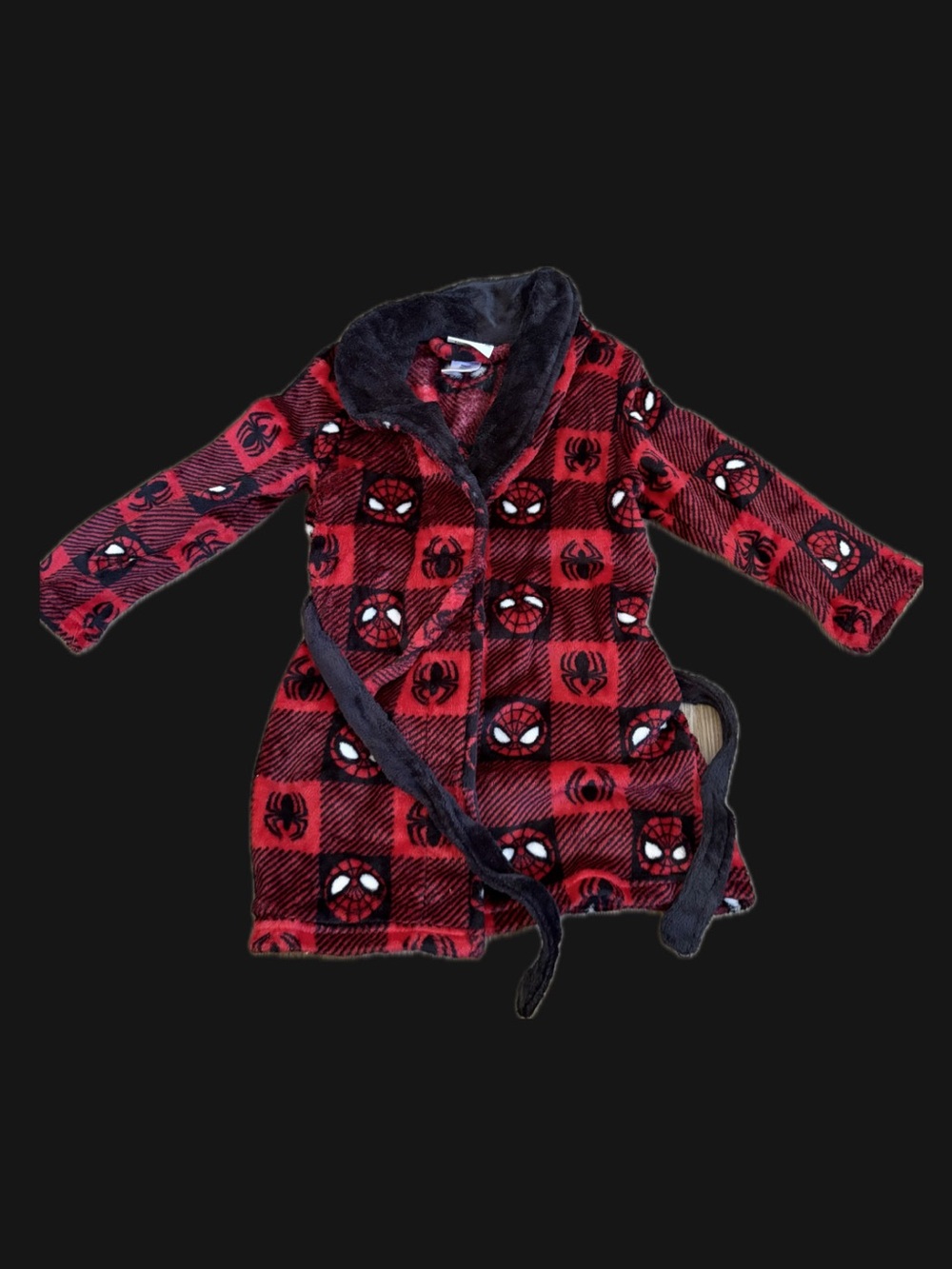 Marvel Super Hero Adventures Hooded Fleece Robe in Black and Red